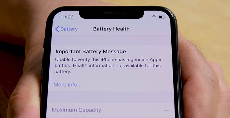 Genuine Battery Message Alert on iPhone